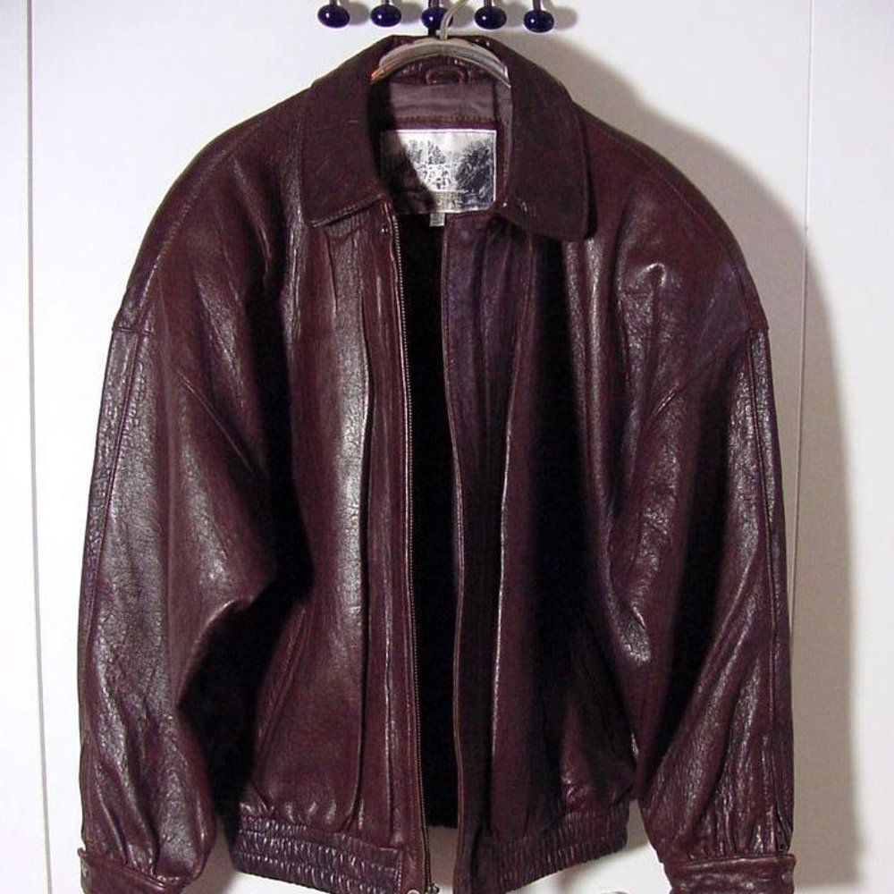 Vtg 90's Luis Alvear Brown Leather Jacket Sz L